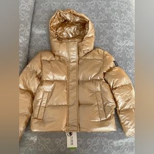 Girl's Athena Metallic hooded puffer jacket